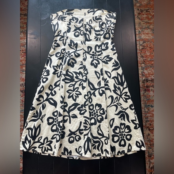 Vintage Y2K B. Smart Black and Cream Floral Strapless A-Line Dress size 11/12π - Picture 4 of 13